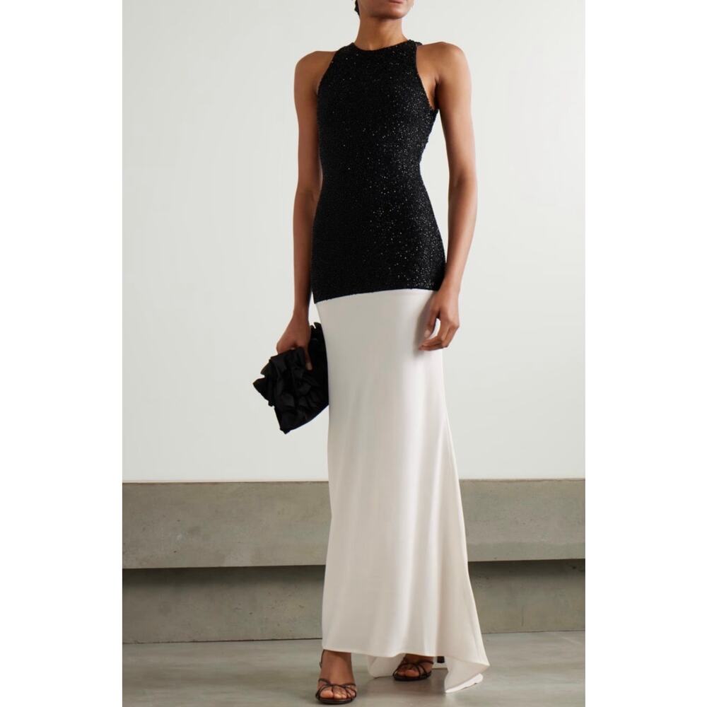 Staud Gabrielle Beaded Crepe Gown Size Small